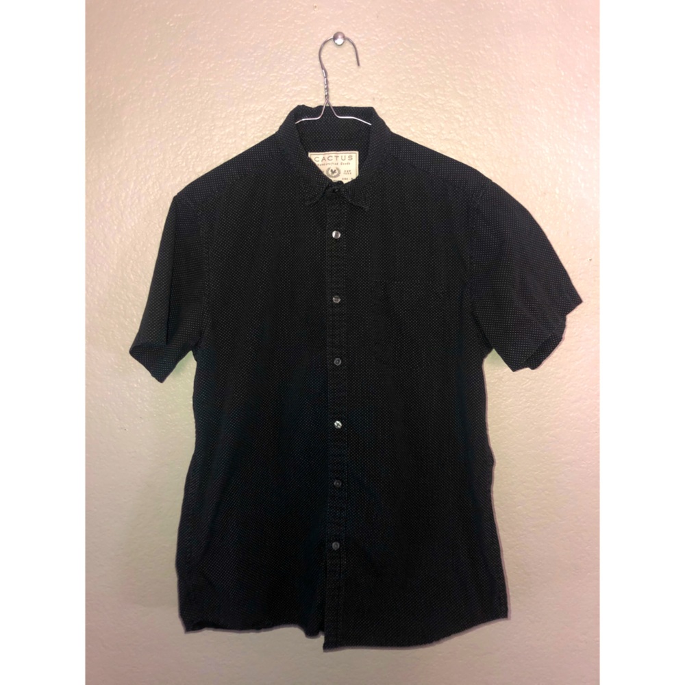 Black Button Down with White Polka Dots